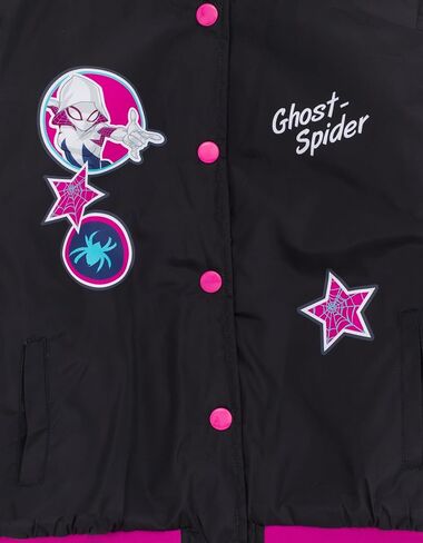 Marvel Spider-Man Girls Varsity Bomber Jacket Toddler to Big Kid Sizes (2T - 10-12) in Saudi Arabia