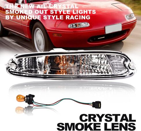 PIT66 Front Bumper Turn Signal Lights, Compatible with Mazda MX-5 Miata 1990 1991 1992 1993 1994 1995 1996 1997 W/Bulbs Clear Lens 8BN151060 8BN151070 Halogen Clear Lens in Saudi Arabia