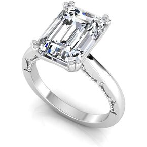 3.10 Carat Emerald Cut Lab Grown Diamond (3 Ct, F, VS1) IGI Certified 14K Gold Milgrain Solitaire Engagement Wedding Ring for Womens in Kuwait