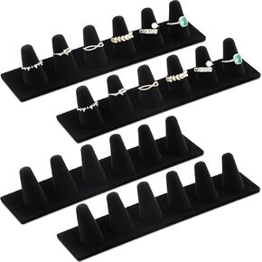 Geelin 4 Pitch Black Velvet Ring Ring حامل 6 Finger Ring Display منظم تخزين المجوهرات لبيع معارض متاجر البيع بالتجزئة المنزلية in Kuwait