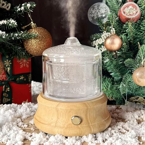 80ML Glass Essential Oil Diffuser with Glass Reservoir & Wood Base, Small Ultrasonic Aroma Diffusers with Auto-Off 7 Color for Home Office Bedroom Yoga in Saudi Arabia