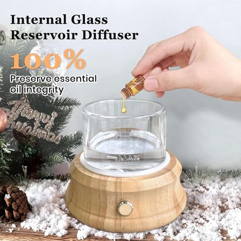80ML Glass Essential Oil Diffuser with Glass Reservoir & Wood Base, Small Ultrasonic Aroma Diffusers with Auto-Off 7 Color for Home Office Bedroom Yoga in Saudi Arabia