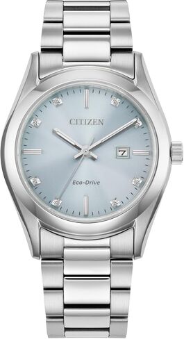 Citizen Ladies Eco-Drive Sport Sport Watch ، سوار من الفولاذ المقاوم للصدأ الفضي ، والاتصال الأزرق الفاتح ، 3 يد ، تاريخ (الطراز: EW2700-54L) in Saudi Arabia