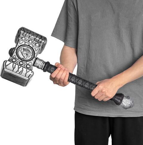 Viking Plastic War Hammer Prop Weapons for Men Halloween Costume, Medieval Cosplay Accessory Replica LARP Birthdays Gifts in Kuwait