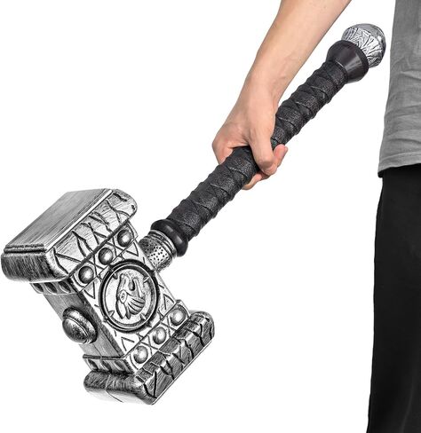 Viking Plastic War Hammer Prop Weapons for Men Halloween Costume, Medieval Cosplay Accessory Replica LARP Birthdays Gifts in Kuwait