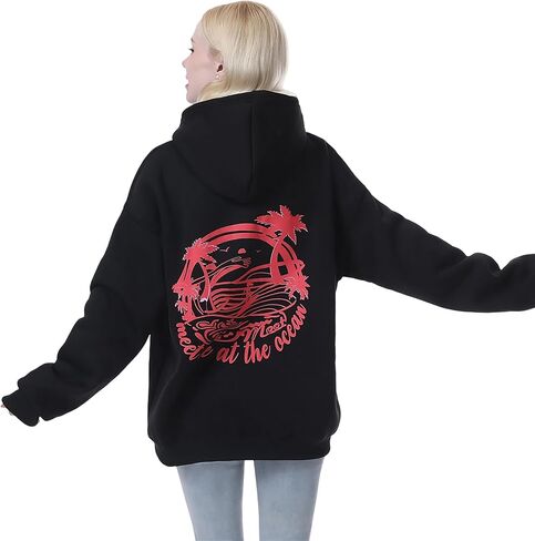 Cute Palm Graphic Hoodies for Women Girls Juniors Aesthetic Sweatshirts Preppy Outfit Oversized Hoodie in Saudi Arabia