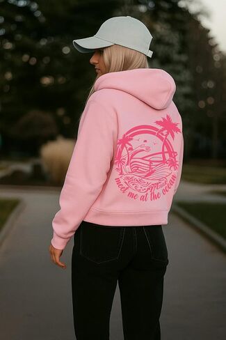 هوديس رسومات النخيل للنساء جونيورز جونيورز الجمالية Y2K Sweatshirts الزي preppy in Kuwait