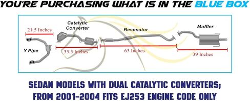 Exhaust Y Pipe, Catalytic, Resonator and Muffler Exhaust Kit Compatible for 2000-2004 Subaru Outback 2.5L | EPA-Approved | Northeastern Exhaust | Free Gasket, Clamp, and Bolt Kit Included in Saudi Arabia