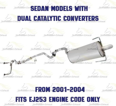 Exhaust Y Pipe, Catalytic, Resonator and Muffler Exhaust Kit Compatible for 2000-2004 Subaru Outback 2.5L | EPA-Approved | Northeastern Exhaust | Free Gasket, Clamp, and Bolt Kit Included in Saudi Arabia