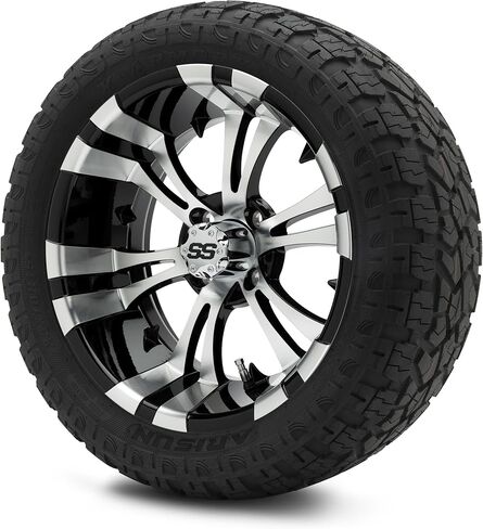 MODZ® Vampire Chrome 15" Golf Cart Wheels and Arisun X-Armory (23x10-R15) DOT Steel-Belted Radial Golf Cart Tires Combo - Set of 4 in Kuwait