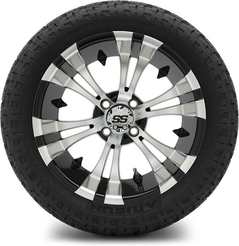 MODZ® Vampire Chrome 15" Golf Cart Wheels and Arisun X-Armory (23x10-R15) DOT Steel-Belted Radial Golf Cart Tires Combo - Set of 4 in Kuwait