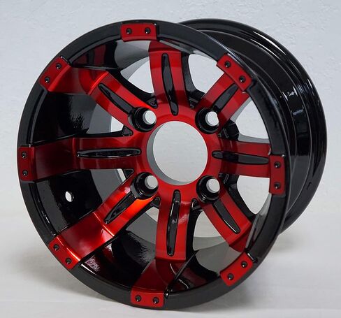 10 "عجلات عربة غولف سوداء/حمراء و 22x11-10 DOT جميع إطارات عربة الجولف التضاريس - مجموعة من 4 in Kuwait