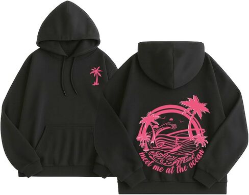 هوديس رسومات النخيل للنساء جونيورز جونيورز الجمالية Y2K Sweatshirts الزي preppy in Kuwait