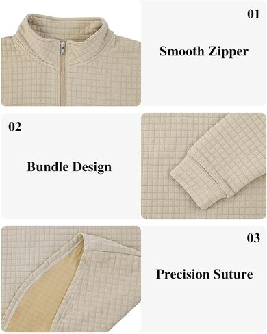 Mens Quarter Zip Pullover Quilted Sweatshirt Long Sleeve Waffle Sweater Half Zip Polo Sweatshirts in Saudi Arabia