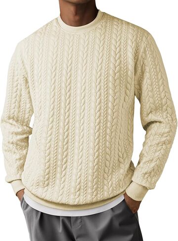 JMIERR Men's Crewneck Sweatshirt Long Sleeve Casual Textured Pullover Sweatshirts Warm Fashion Shirt in Saudi Arabia