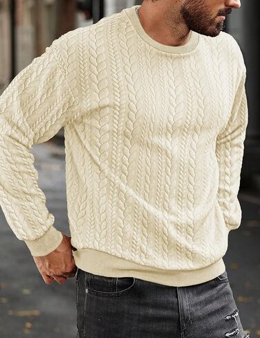 JMIERR Men's Crewneck Sweatshirt Long Sleeve Casual Textured Pullover Sweatshirts Warm Fashion Shirt in Saudi Arabia