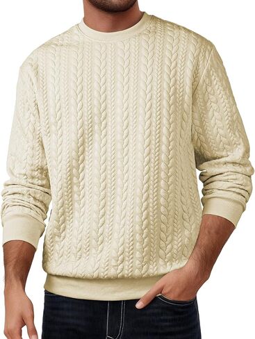 JMIERR Men's Crewneck Sweatshirt Long Sleeve Casual Textured Pullover Sweatshirts Warm Fashion Shirt in Saudi Arabia