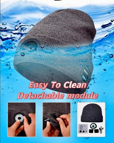 Bluetooth Beanie with Light | Unisex Gift for Men, Women,Wireless Headphones & Headlamp for Fishing Jogging Working in Saudi Arabia