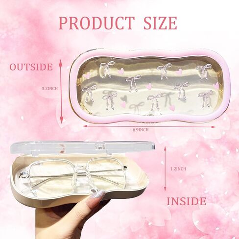 Glasses Case Hard Shell Eyeglass Protective Case Cute Holder Box with Cleaning Cloth in Saudi Arabia