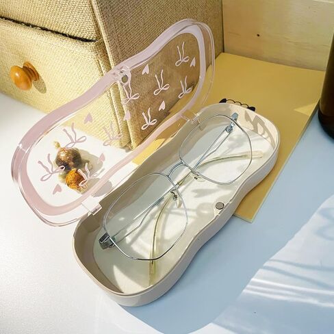 Glasses Case Hard Shell Eyeglass Protective Case Cute Holder Box with Cleaning Cloth in Saudi Arabia