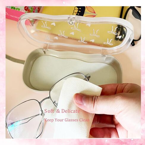 Glasses Case Hard Shell Eyeglass Protective Case Cute Holder Box with Cleaning Cloth in Saudi Arabia
