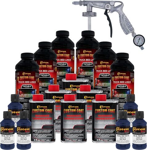 Custom Coat Federal Standard Color # 35048 Navy Blue Urethane Spray-On Truck Bed Liner, 1.5 Gallon Kit with Spray Gun and Regulator - Durable Textured Protective Coating - Car Auto in Saudi Arabia