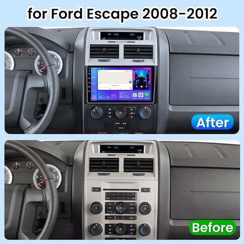 Android 12(2G+32G) ستيريو راديو السيارة لسيارة Ford Escape 2007 2008 2009 2010 2011 2012 مع CarPlay وAndroid Auto، 9 بوصة 1280 * 800 شاشة لمس تدعم بلوتوث GPS DSP FM SWC كاميرا احتياطية in Saudi Arabia
