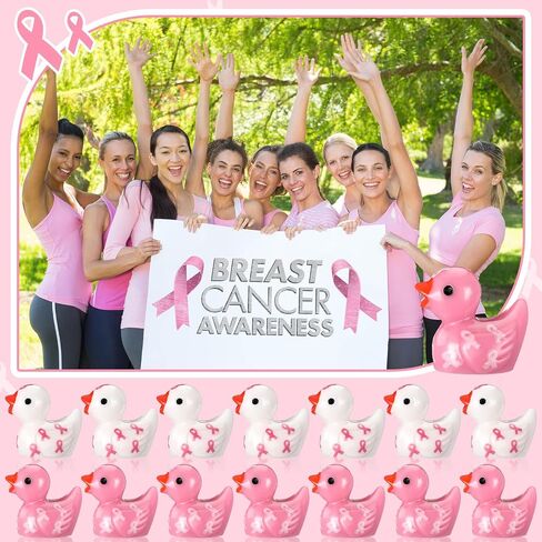 200 Pcs Breast Cancer Resin Ducks Bulk Breast Cancer Awareness Accessories Pink Ribbon Awareness Ducks for Public Charity Activities Supplies Event in Kuwait