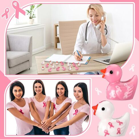 200 Pcs Breast Cancer Resin Ducks Bulk Breast Cancer Awareness Accessories Pink Ribbon Awareness Ducks for Public Charity Activities Supplies Event in Kuwait