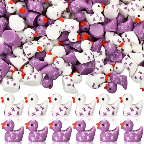 200 Pcs Breast Cancer Resin Ducks Bulk Breast Cancer Awareness Accessories Pink Ribbon Awareness Ducks for Public Charity Activities Supplies Event in Kuwait