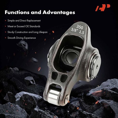 A-Premium 16Pcs Black Alloy Steel Engine Roller Rocker Arms with Needle Bearings Compatible with Small Block Chevy SBC 350, 1.6 Ratio, 3/8" Studs in Saudi Arabia
