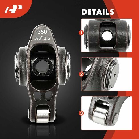 A-Premium 16Pcs Black Alloy Steel Engine Roller Rocker Arms with Needle Bearings Compatible with Small Block Chevy SBC 350, 1.6 Ratio, 3/8" Studs in Saudi Arabia