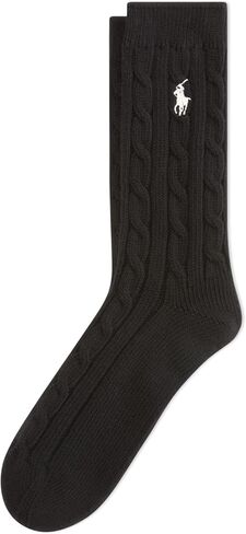 Polo Ralph Lauren Womens Cable Solid Coll Crew Socks - 1 زوج - راحة قطنية مستدامة in Saudi Arabia