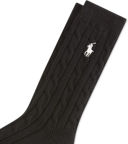 Polo Ralph Lauren Womens Cable Solid Coll Crew Socks - 1 زوج - راحة قطنية مستدامة in Saudi Arabia