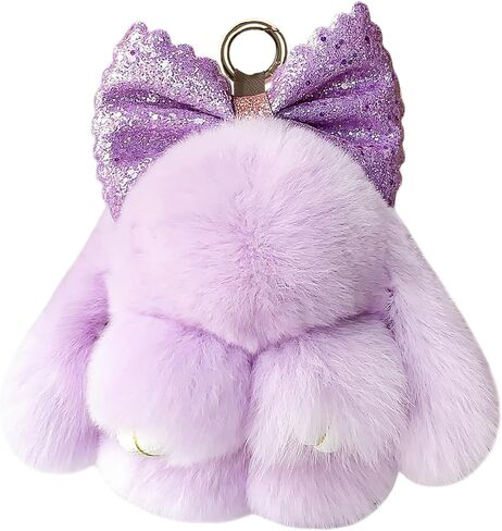 Bunny Keychain Sparkly Bow Adorable Cute Stylish Plush Bunny Charm, Ideal for Bags Backpacks Keys & Gifts in Saudi Arabia