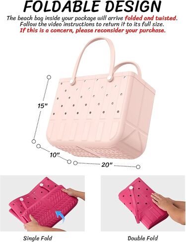 Tote Beach Bags for Women, Waterproof XL Rubber Beach Bag for Pool Travel, Boat, Groceries, Sport | EVA Foldable in Saudi Arabia
