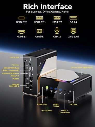 GMKtec Mini PC Intel i7-1195G7(Up to 5.0GHz) 16GB DDR4 1TB SSD Windows 11 Pro, Mini Desktop Computers Dual SSD Slot, WiFi 6, USB3.2, BT 5.2, DP, HDMI, RJ45 2.5G in Saudi Arabia