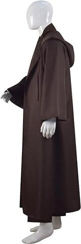 Men's Costume Cosplay Hooded Robe Tunic Belt Halloween Leather Shoulder Strap Brown Suits in Saudi Arabia