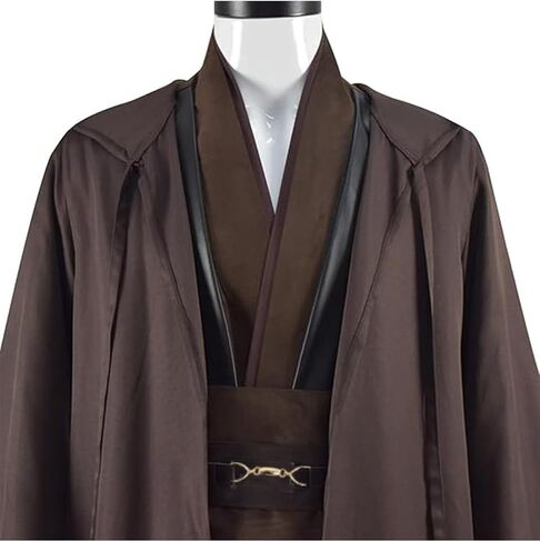 Men's Costume Cosplay Hooded Robe Tunic Belt Halloween Leather Shoulder Strap Brown Suits in Saudi Arabia