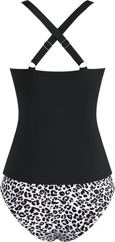 Zaful Womens Tankini Swimsuits Push Up Warp v Neck Swim Top Tummy Bottom Sexy اثنين in Saudi Arabia