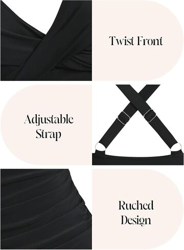Zaful Womens Tankini Swimsuits Push Up Warp v Neck Swim Top Tummy Bottom Sexy اثنين in Saudi Arabia