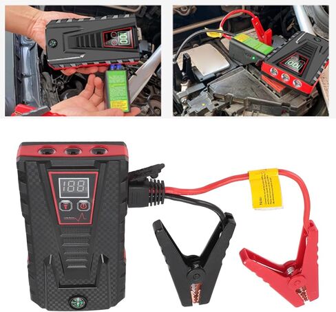 1000A Lithium Starter Pack, Upgraded QDSP Car Battery Pack for 6L Gasoline, 5.5L Engines with 3 Mode LED Flashlight & 18W Fast Charging USB Port (Red) in Saudi Arabia