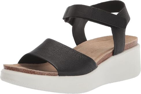 ECCO Women's Flowt Wedge Cork Sandal, Black/Black, 7-7. 5 in Saudi Arabia