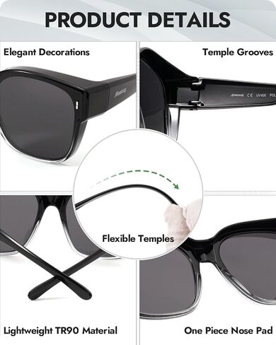 Meeloog Large Polarized Fit Over Glasses Sunglasses For Women Men, Oversized Trendy Square Shades For Driving Riding MST0110 in Kuwait
