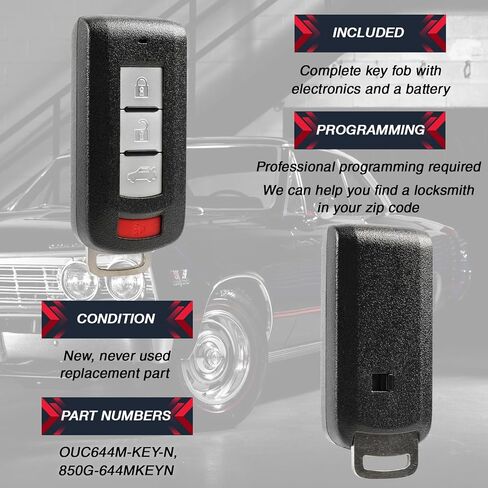 يناسب 2008-2016 Mitsubishi Outlander & Lancer Smart Key FOB الإدخال غير المفتاح (OUC644M-Key-N) 2-pack in Saudi Arabia