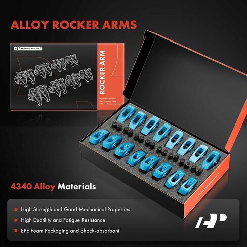 A-premium 16pcs الأزرق من الألومنيوم أحادي اللون الأسلحة الروك مع محامل الإبرة متوافقة مع Chevy SBC 350 ، 1.5 نسبة ، 7/16 " in Saudi Arabia