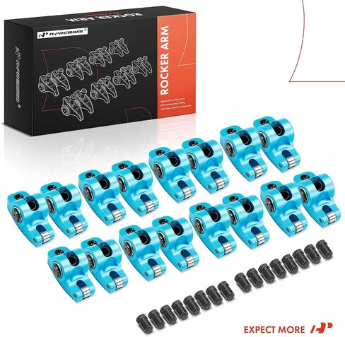 A-premium 16pcs الأزرق من الألومنيوم أحادي اللون الأسلحة الروك مع محامل الإبرة متوافقة مع Chevy SBC 350 ، 1.5 نسبة ، 7/16 " in Saudi Arabia