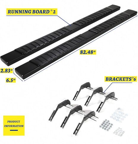 6.5" Running Boards for Ford F150 2015-2024 Super Cab, Side Steps for Truck, Black Aluminum Alloy Nerf Bars, Pair Running Boards for 2017-2024 Ford F250 F350 F450 F550 in Saudi Arabia