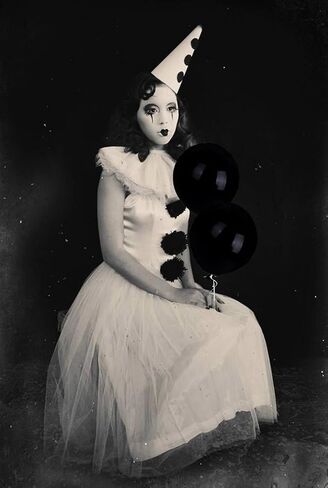 Pierrot Costume Clown Black and White Hat Halloween Cosplay Dress Up for Men and Woman in Saudi Arabia