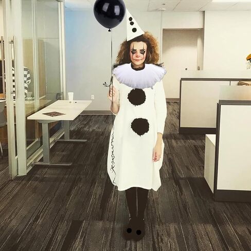 Pierrot Costume Clown Black and White Hat Halloween Cosplay Dress Up for Men and Woman in Saudi Arabia